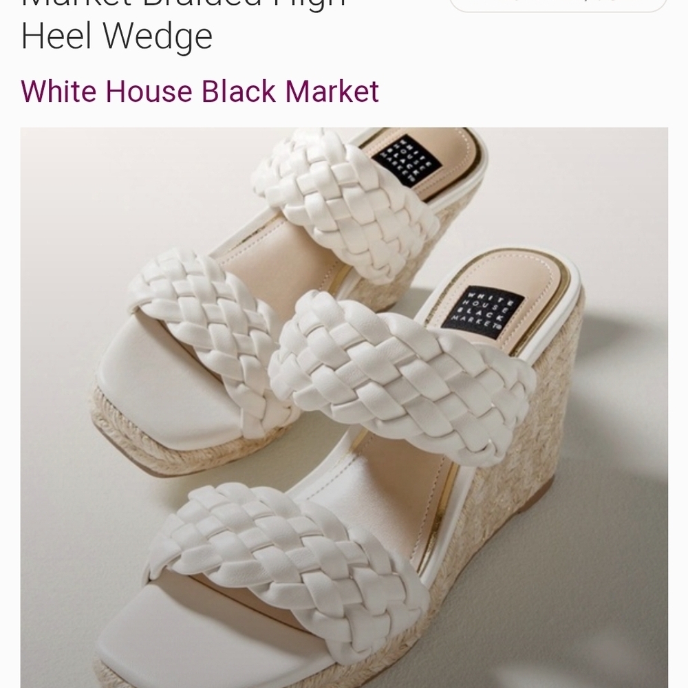 White House Black Market Ivory Braided Wedges